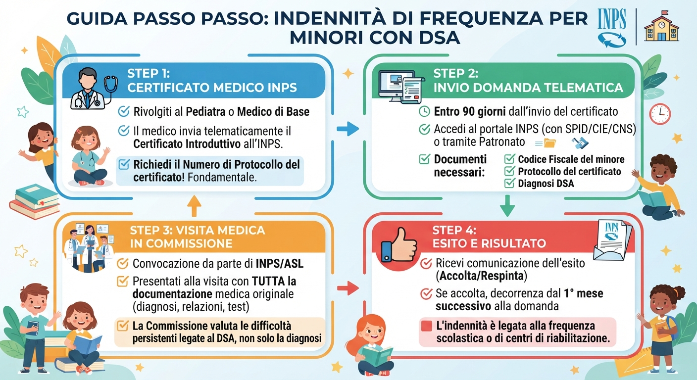 Indennità di frequenza DSA: come fare domanda passo passo